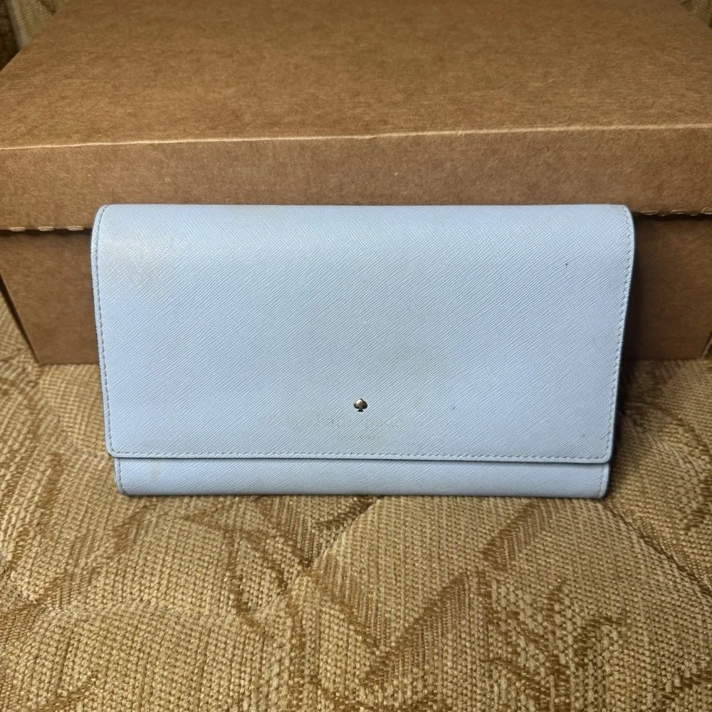Kate Spade Mikas‎ Pond Phoenix Travel Wallet WLRU2237 Arctic Sky Pre-Loved